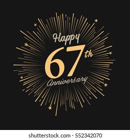 happy 67th anniversary. celebration logo with firework and dark background