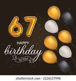 Happy 67th Birthday Greeting Card Vector Stock Vector (Royalty Free ...