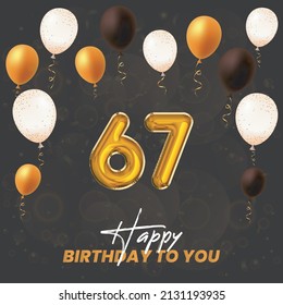 Happy 67th birthday, greeting card, vector illustration design.
