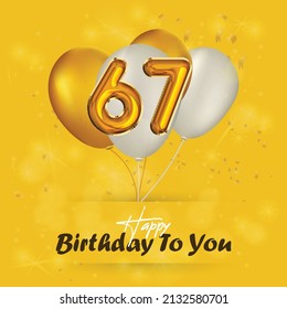 Happy 67th birthday, greeting card, vector illustration design.
