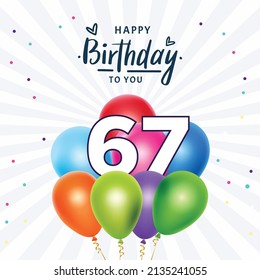 Happy  67th birthday, greeting card, vector illustration design.
