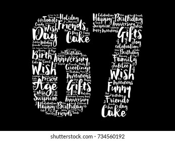 Happy 67th birthday word cloud collage concept
