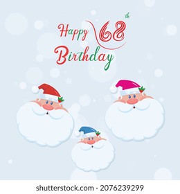 Happy 68th  birthday, Greeting card, Vector illustration design.
