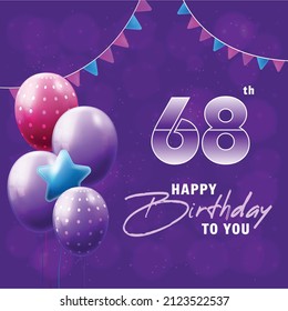 Happy 68th birthday, greeting card, vector illustration design.
