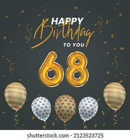 Happy 68th birthday, greeting card, vector illustration design.
