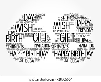 Happy 68th birthday word cloud collage concept