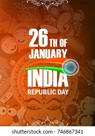 Happy 68th Republic Day of India vector illustration 