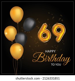 Happy 69th birthday, greeting card, vector illustration design.
