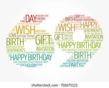 Happy 69th birthday word cloud collage concept