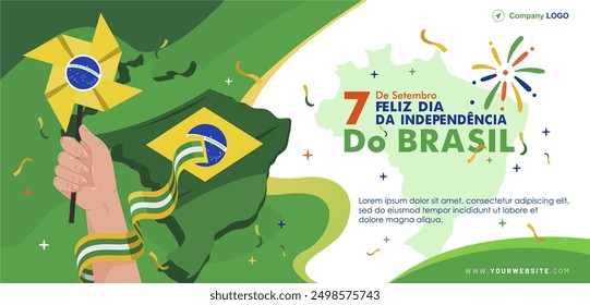 Happy 7 De Setembro, Dia Da Independencia do Brasil 2024, Means : Happy Independence Day Brazil 7th September 2024 Banner Design. Brasil National Day 2024 Vector illustration