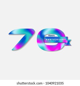 Happy 70 year anniversary with fluid color. Birthday Number Template. EPS 10 vector.