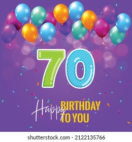 Happy 70th birthday, greeting card, vector illustration design.
 svg