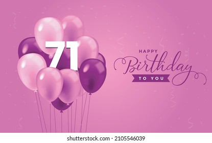 Happy 71 Birthday, Greeting Card, Vector illustration design.
