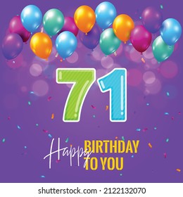 Happy 71st Birthday Greeting Card Vector Stock Vector (Royalty Free ...