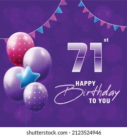 Happy 71st Birthday Greeting Card Vector Stock Vector (Royalty Free ...