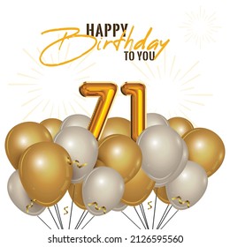 Happy 71st Birthday Greeting Card Vector Stock Vector (Royalty Free ...