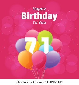 Happy 71st Birthday Greeting Card Vector Stock Vector (Royalty Free ...