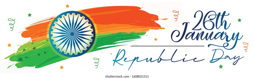 Happy 71th Indian Republic Day or 26th January Website Header or Banner Design.