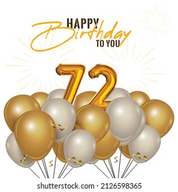 Happy 72nd birthday, greeting card, vector illustration design.
