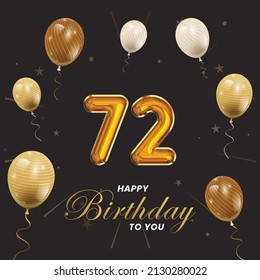 Happy 72nd birthday, greeting card, vector illustration design.
