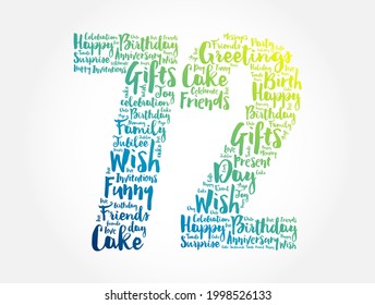 Happy 72nd birthday word cloud, holiday concept background