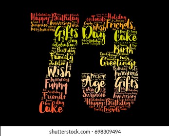 Happy 73rd birthday word cloud collage concept