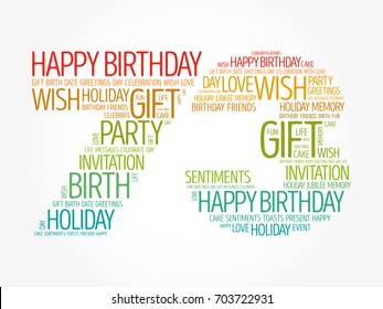 Happy 73rd birthday word cloud collage concept