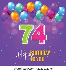 Happy 74th birthday, greeting card, vector illustration design.
