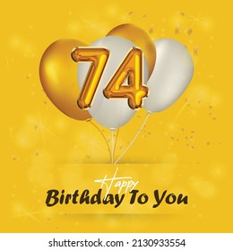 Happy 74th birthday, greeting card, vector illustration design.
