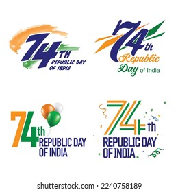 Happy 74th Republic day of india units with tricolor elements 