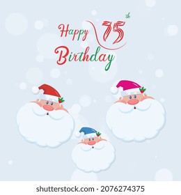 Happy 75th  birthday, Greeting card, Vector illustration design.
