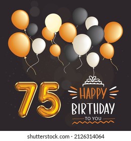 Happy 75th birthday, greeting card, vector illustration design.
