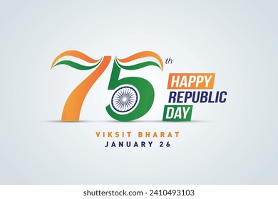 Feliz 75º Día de la República de la India Modelo de diseño de ilustración vectorial.