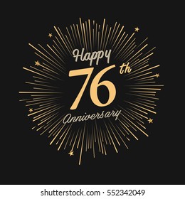 happy 76th anniversary. celebration logo with firework and dark background