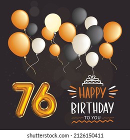 Happy 76th birthday, greeting card, vector illustration design.
