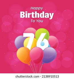 Happy 76th Birthday Greeting Card Vector Stock Vector (Royalty Free ...