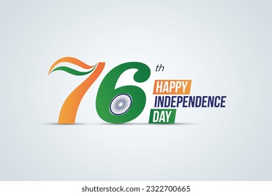 Happy 76th independence day of India vector Template Illustration design.