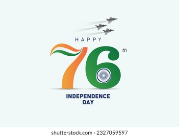 Happy 76th independence day of India vector Template Illustration design.
