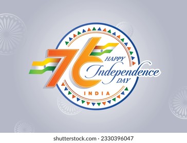 Happy 76th independence day of India vector Template Illustration design.