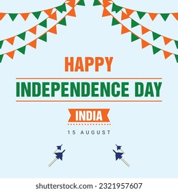 Happy 76th indian independence day greeting design