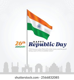 Happy 76th Republic Day Creative Design