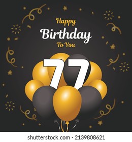 Happy 77th Birthday Greeting Card Vector Stock Vector (Royalty Free ...