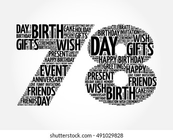 Happy 78th birthday word cloud collage concept