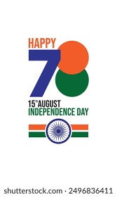 Feliz 78 ° Día de la Independencia Celebración del arte de la Ilustración vectorial de diseño de la India, saludo del Día de la Independencia de la Vertical para dispositivos móviles 