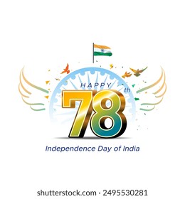 Happy 78th independence day of India Greeting card.