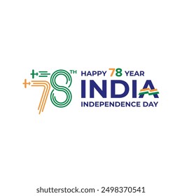 Happy 78th Independence Day of India. 15 August 2024 - Indian days celebration. Number lines logo 78th inclide Aerobatic Aero airplane India. 