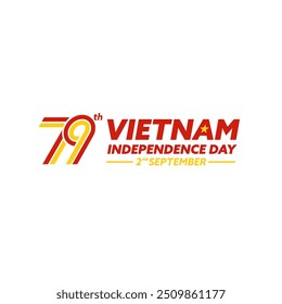 Happy 79 Jahr Vietnam Independence Day, Happy 79. Vietnames Happy National Day, 2. September 2024 Hand halten Flagge Vietnam Stern. Sep 2. Feier Vektor Design Illustration.