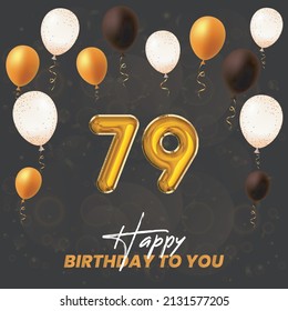 Happy 79th Birthday Greeting Card Vector Stock Vector (Royalty Free ...