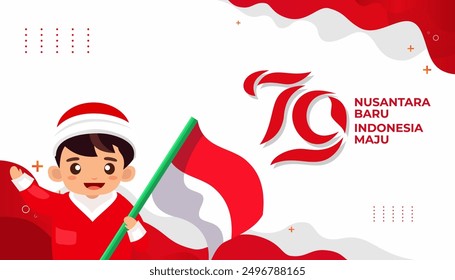 feliz 79 de Independencia de Indonesia 2024 con un lindo niño sosteniendo una bandera ondeando roja y blanca 17 de agosto de 1945, Feliz Día Independiente de Indonesia. Refugio ri 79
