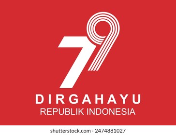 Happy 79th Indonesian Independence Day, 17 August 2024 Vector number logo design on red background